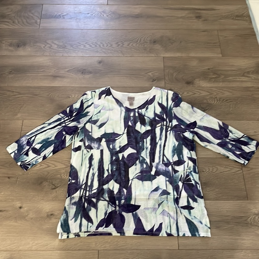Easywear by Chico's Women's 3/4 sleeve mesh top NWT Size 3